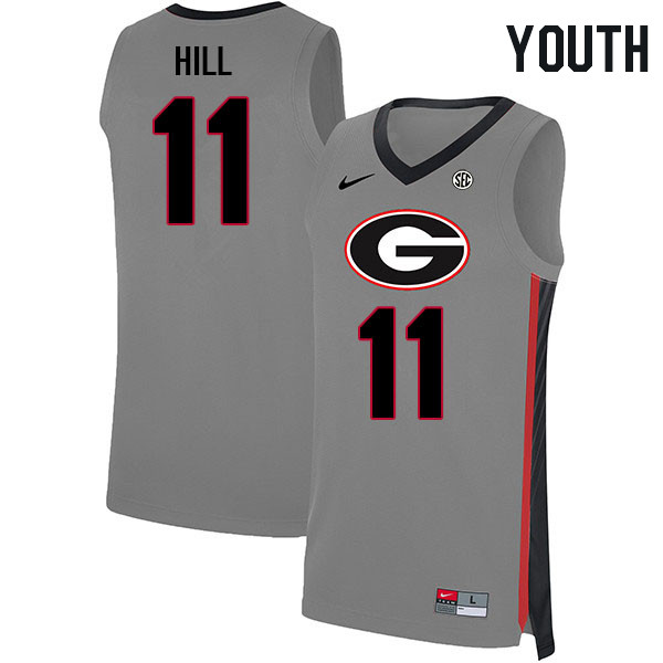 Youth #11 Justin Hill Georgia Bulldogs College Basketball Jerseys Stitched Sale-Gray